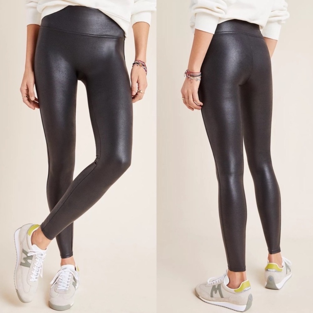 Spanx Faux Leather Leggings Black Anthropologie Size Large High‎ Rise Minimalist